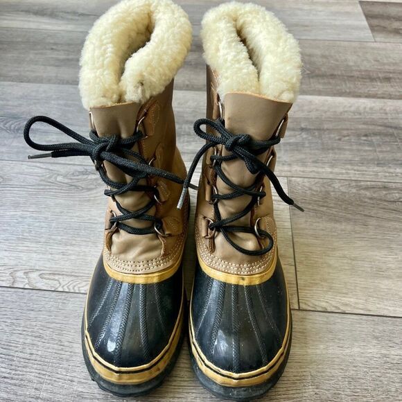 Sorel Caribou Waterproof Boots Wool Liners Lace Ups Snow Rain Utility Warm Mens - Picture 2 of 11